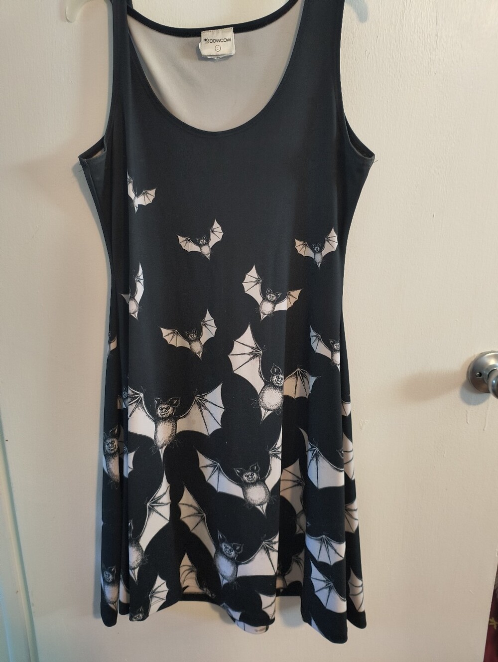 Black Bat Print Goth Tank Dress
